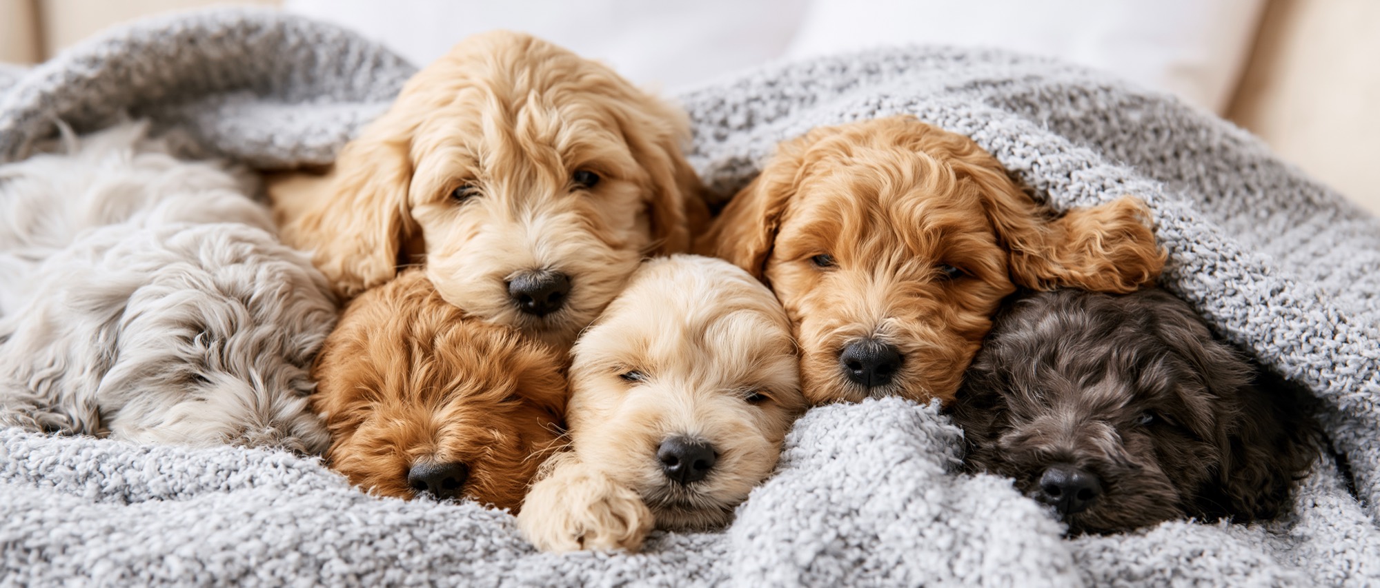 A litter of River Road Doodles goldendoodle puppies