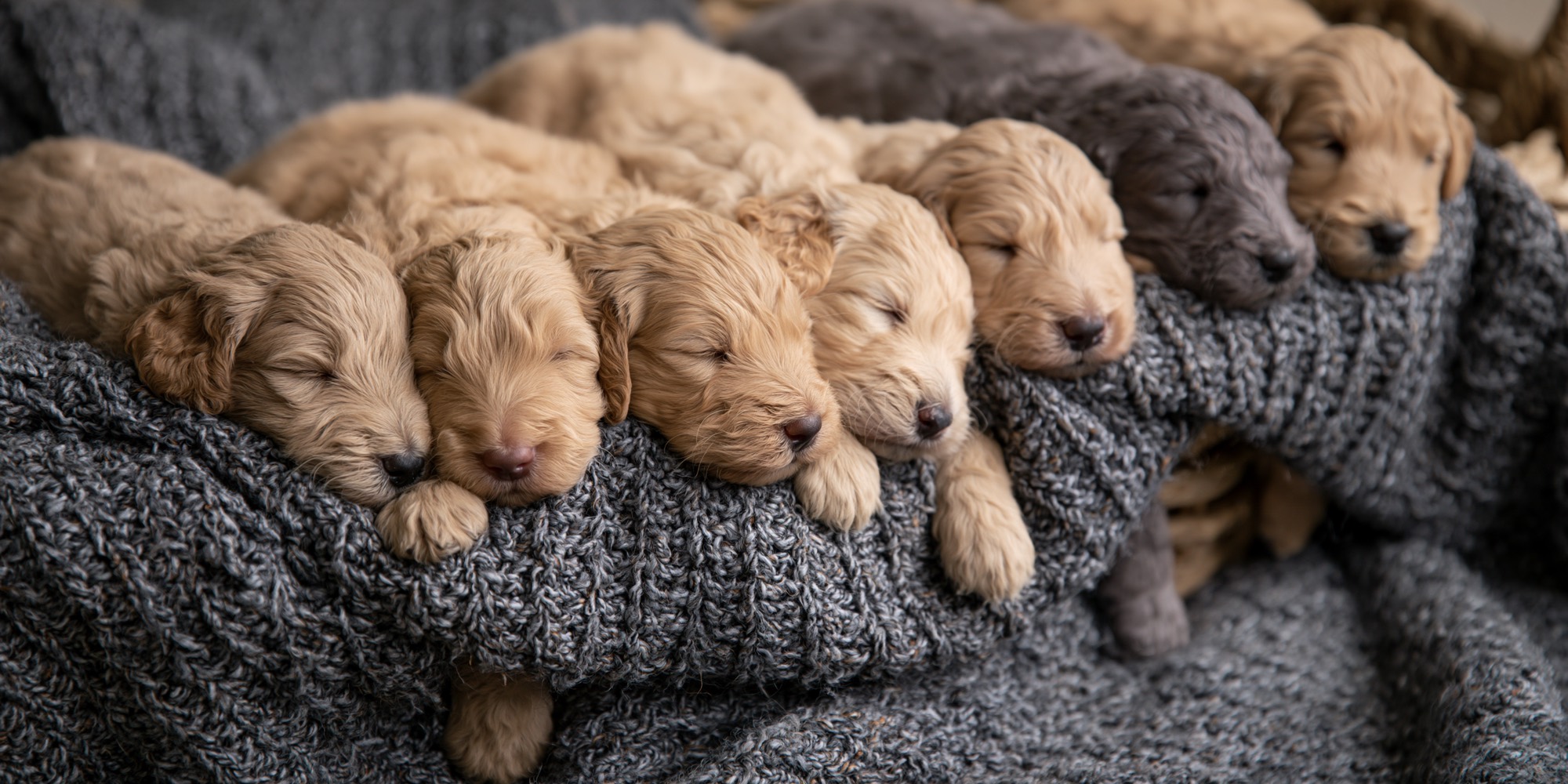 A litter of River Road Doodles goldendoodle puppies